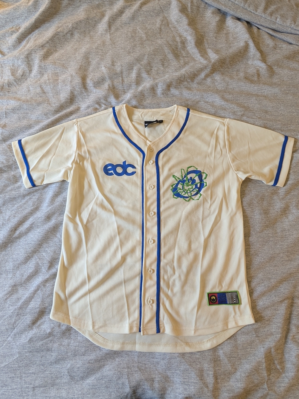 EDC Cream Baseball Jersey with Blue Trim